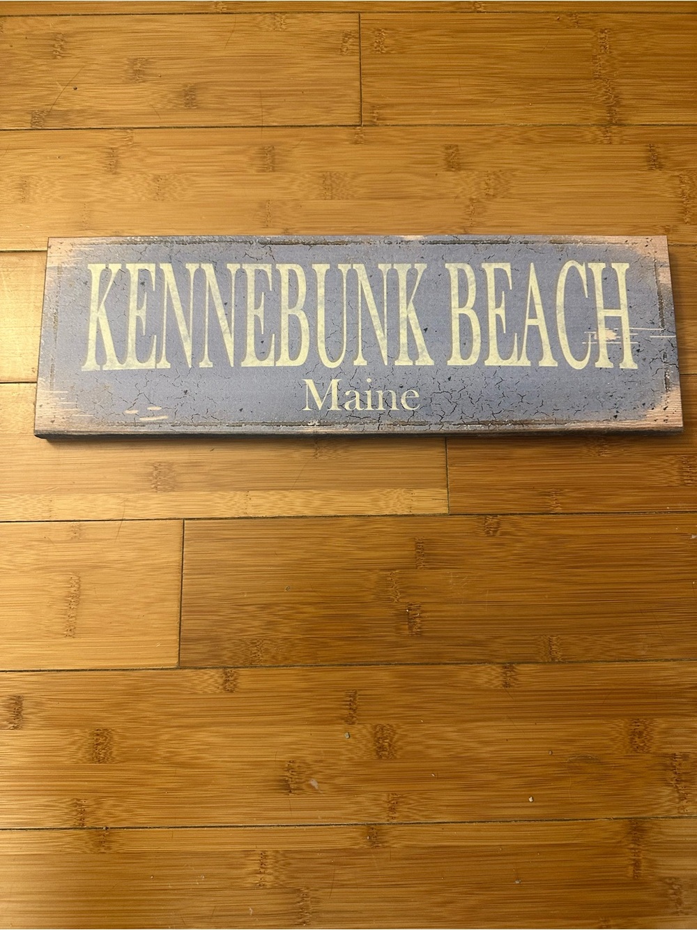 Brand New: Kennebunk Beach Maine Wooden Wall Sign - Blue